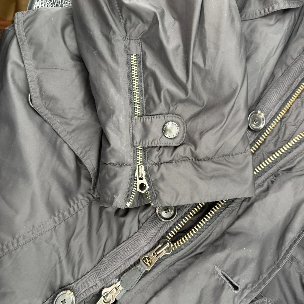 Polo Ralph Lauren Lotus Cars Patch Field Jacket Mens Large Black Hooded Parka